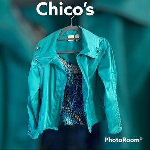 Beautiful Blue Light Chico’s Jacket and Tank Top Size 0 Small